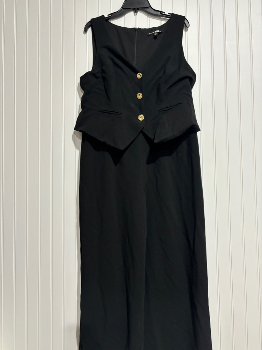 Black Wide-Leg Jumpsuit with Tailored Vest - Picture 4 of 6